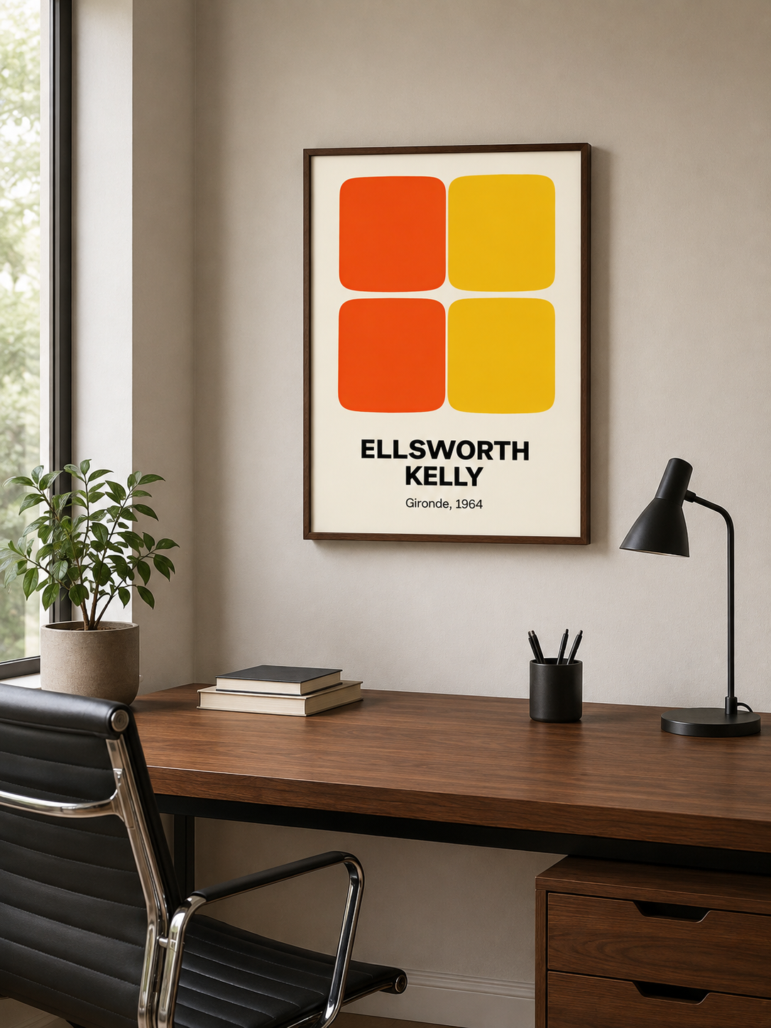 Hard-Edge Color Field Poster - Wall Art Decor - packaging - hard edge inspired poster, orange geometric wall art