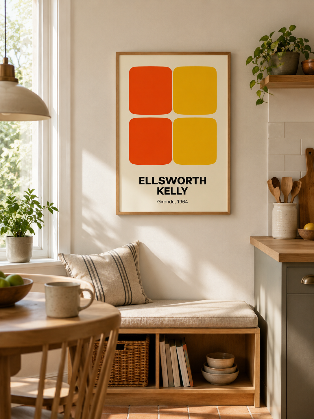 Hard-Edge Color Field Poster - Wall Art Decor - front view - hard edge inspired poster, orange geometric wall art