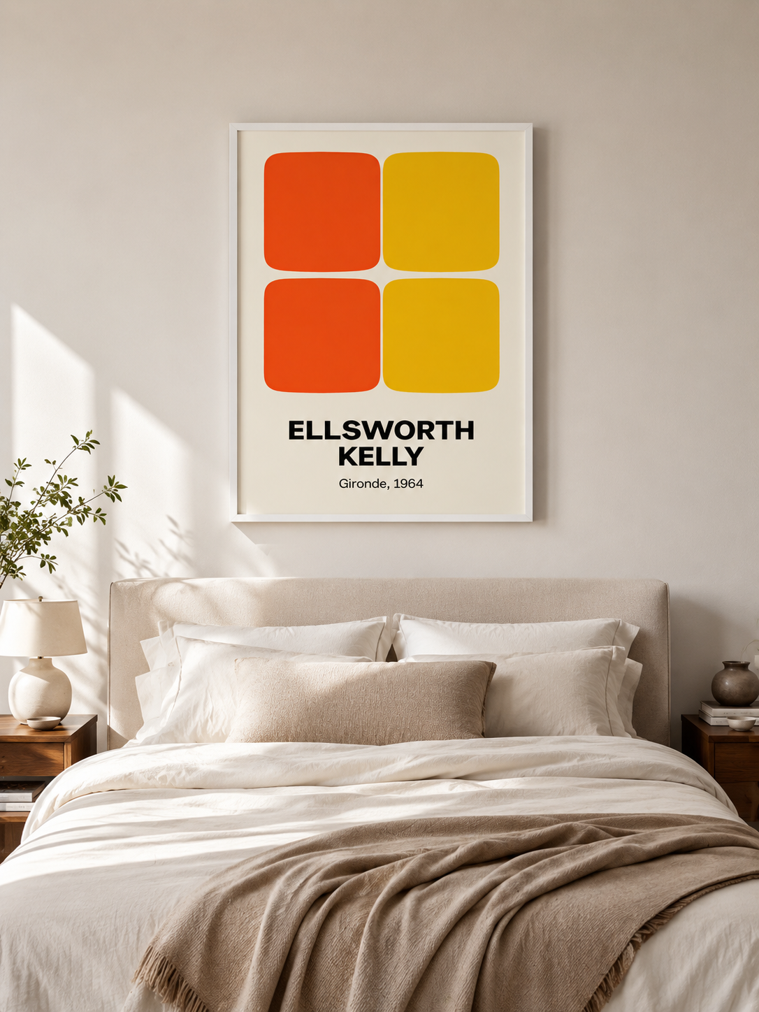 Hard-Edge Color Field Poster - Wall Art Decor - detail view - hard edge inspired poster, orange geometric wall art