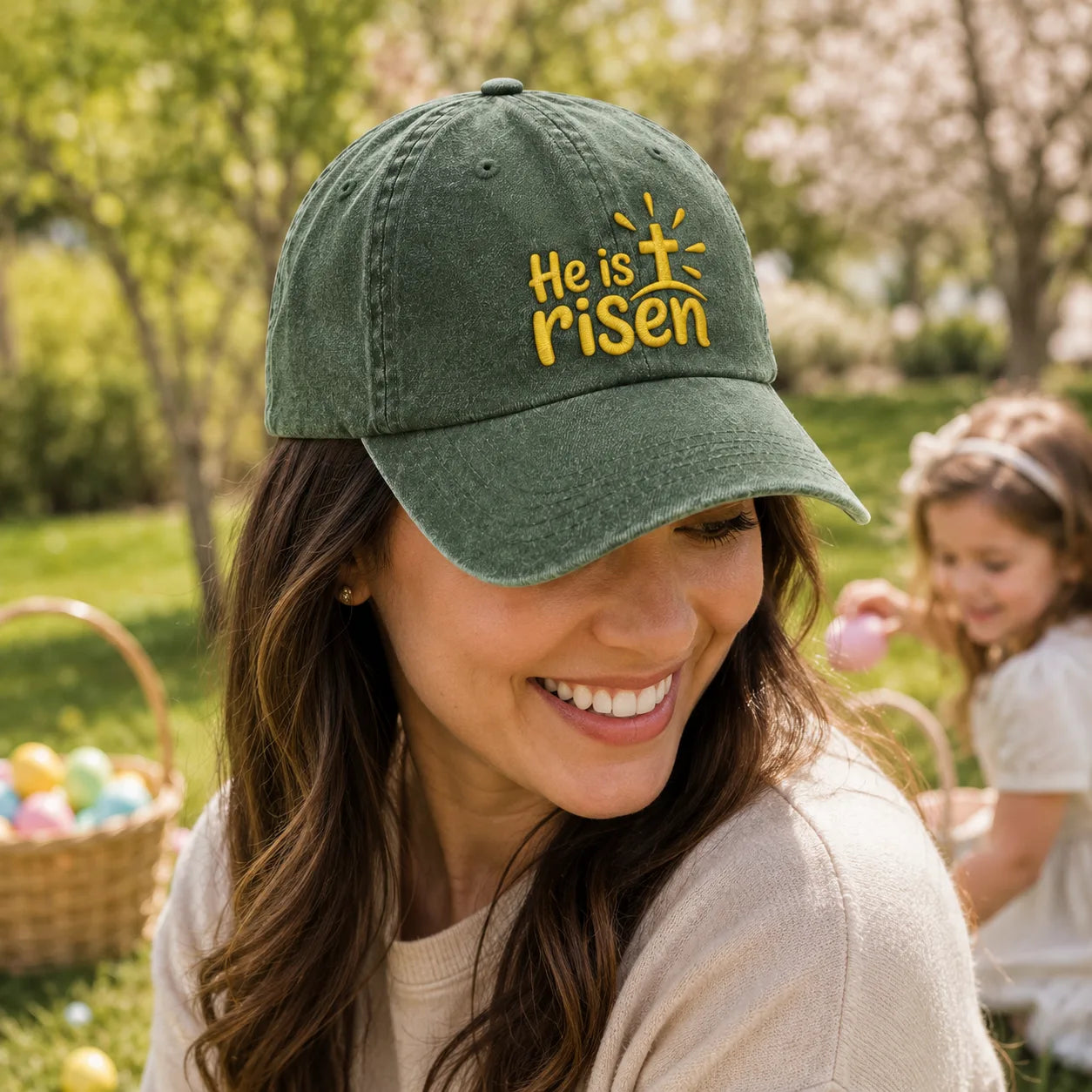 He Is Risen Washed Cap - Washed Cap - alternate angle