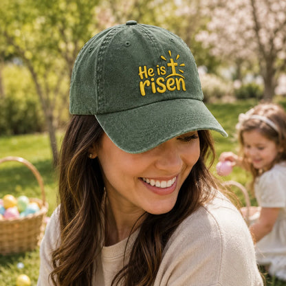 He Is Risen Washed Cap - Washed Cap - alternate angle