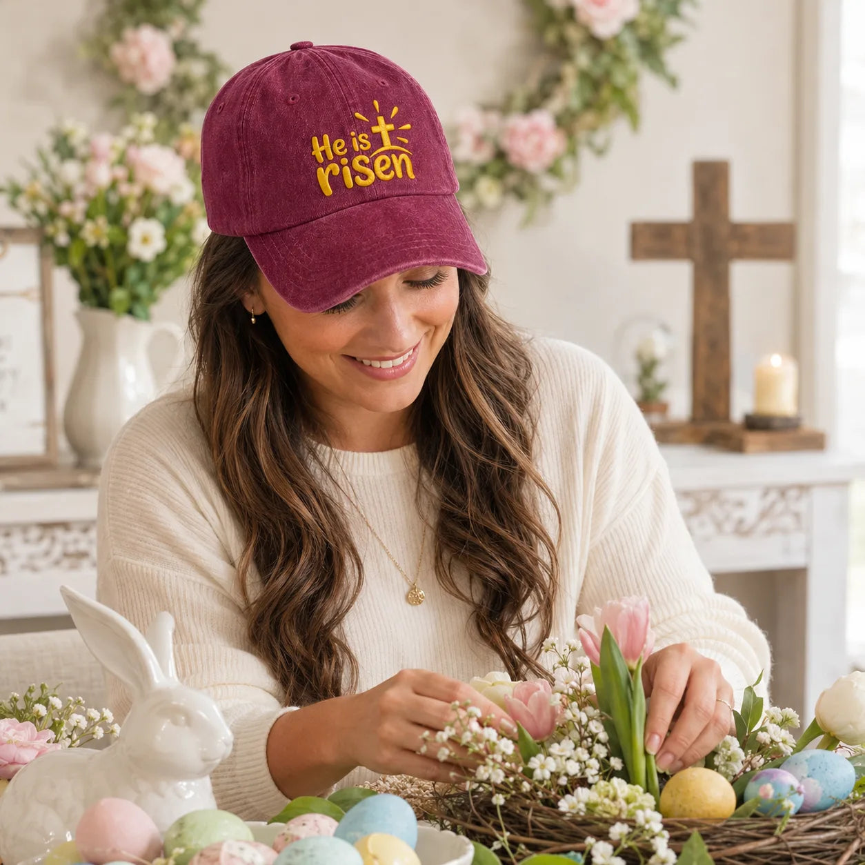 He Is Risen Washed Cap - Washed Cap - detail