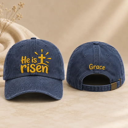 He Is Risen Washed Cap - Washed Cap - front view