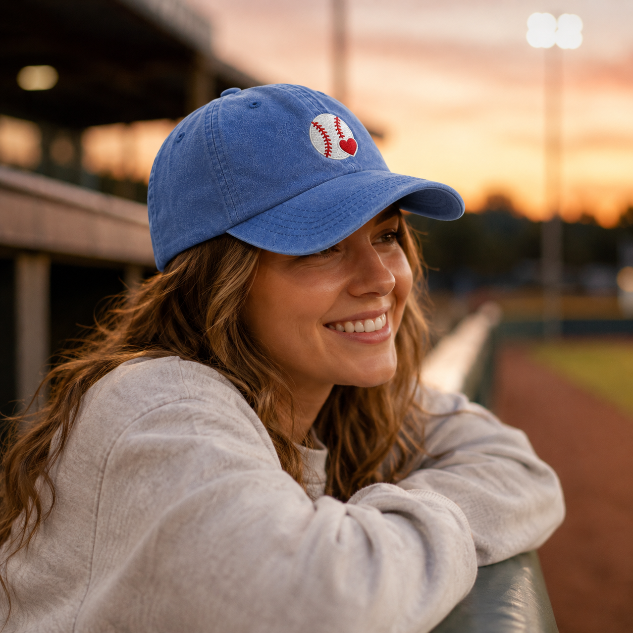 Heart Baseball Embroidered Washed Cap - Washed Cap - alternate angle