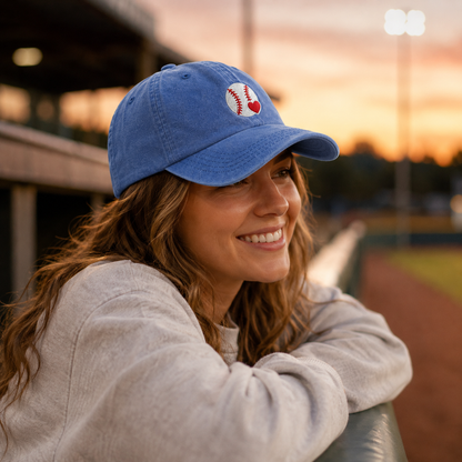 Heart Baseball Embroidered Washed Cap - Washed Cap - alternate angle