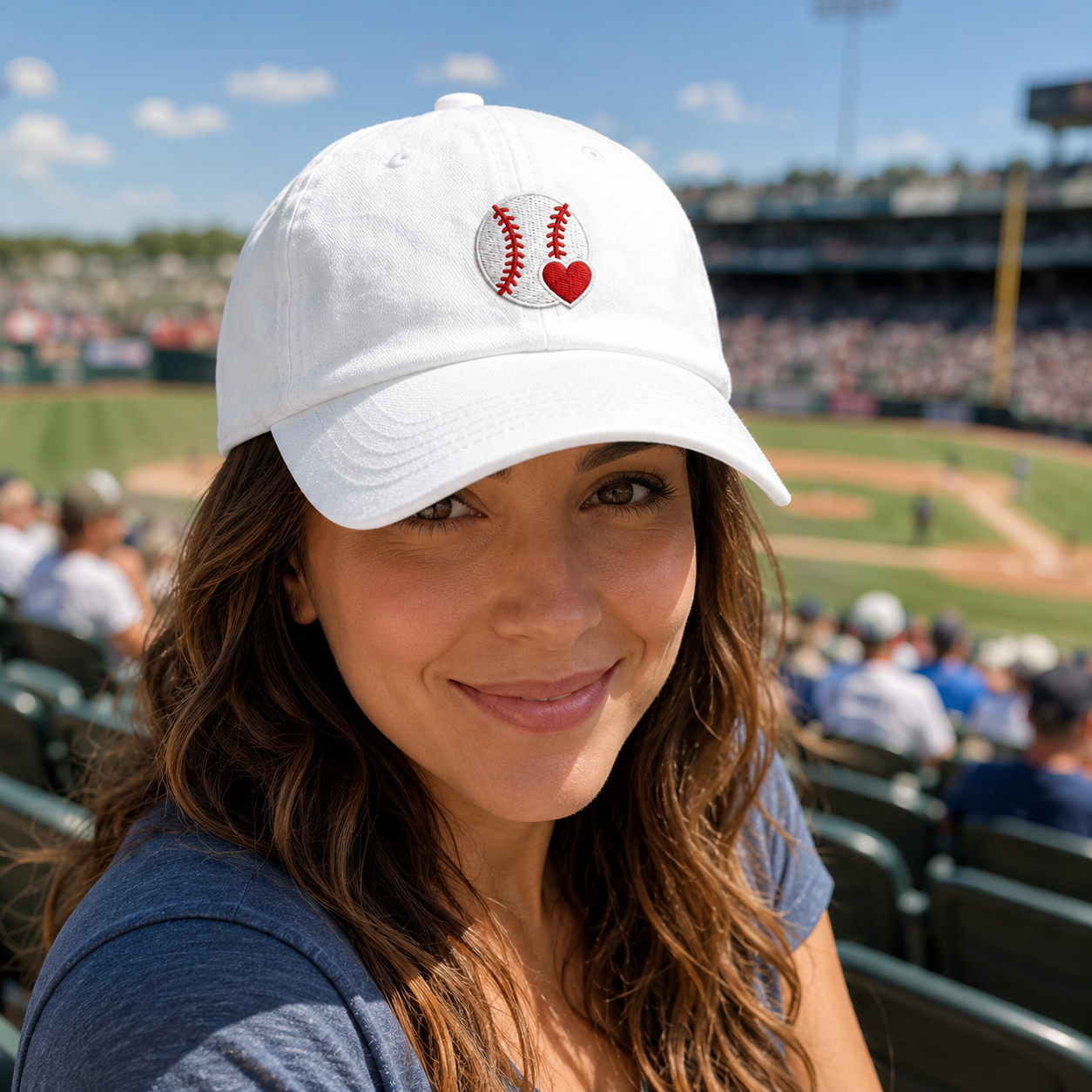 Heart Baseball Embroidered Washed Cap - Washed Cap - side view
