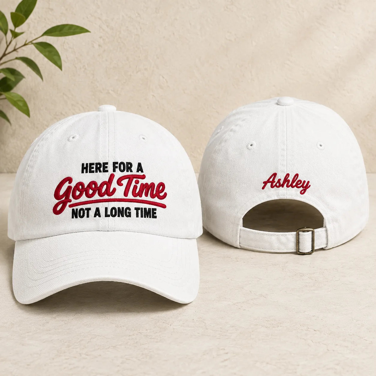 Here For a Good Time Not a Long Time Washed Cap - Washed Cap - front view