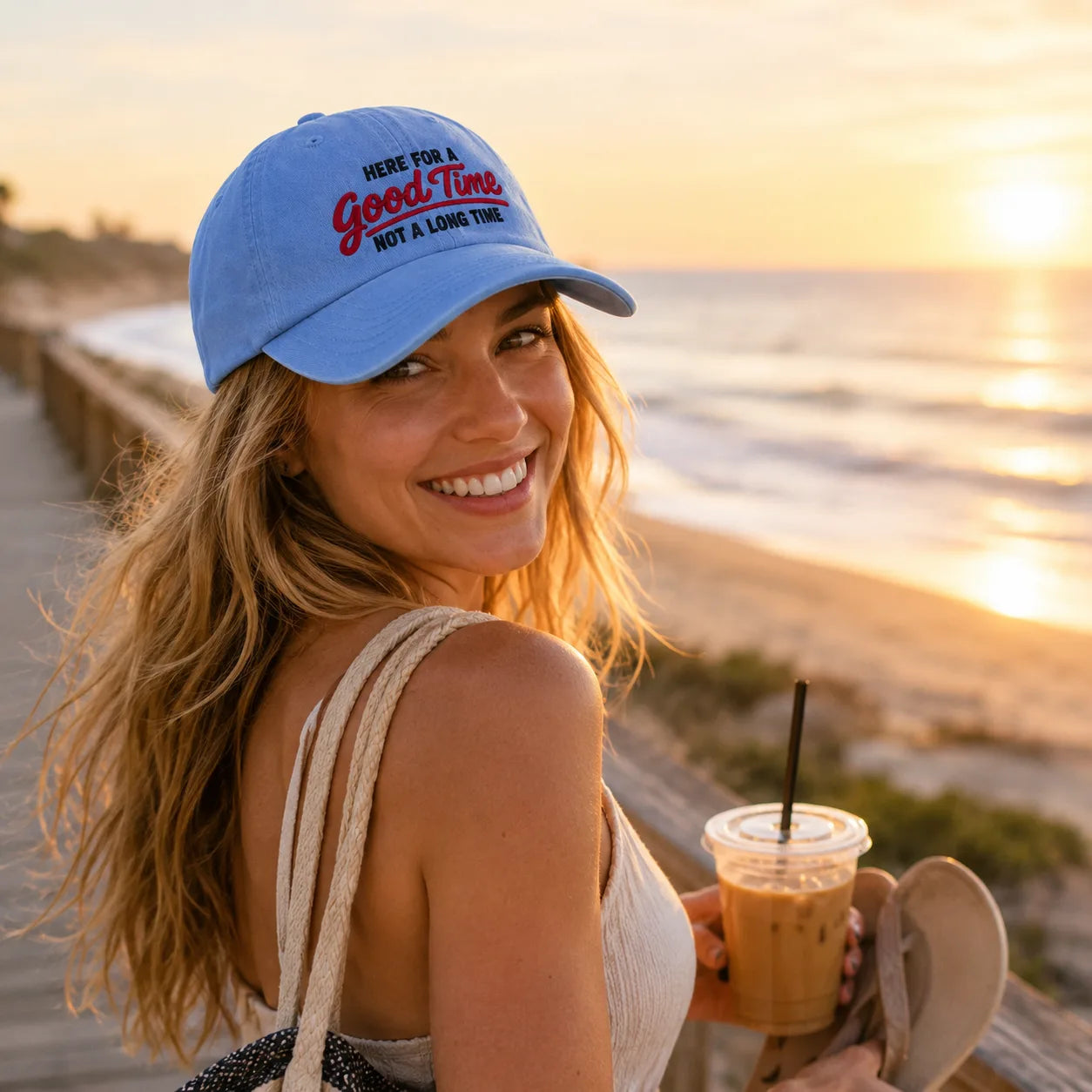 Here For a Good Time Not a Long Time Washed Cap - Washed Cap - lifestyle