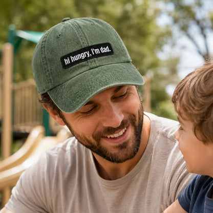 Hi Hungry I'm Dad Washed Cap - washed cap - detail