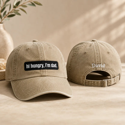 Hi Hungry I'm Dad Washed Cap - washed cap - front view