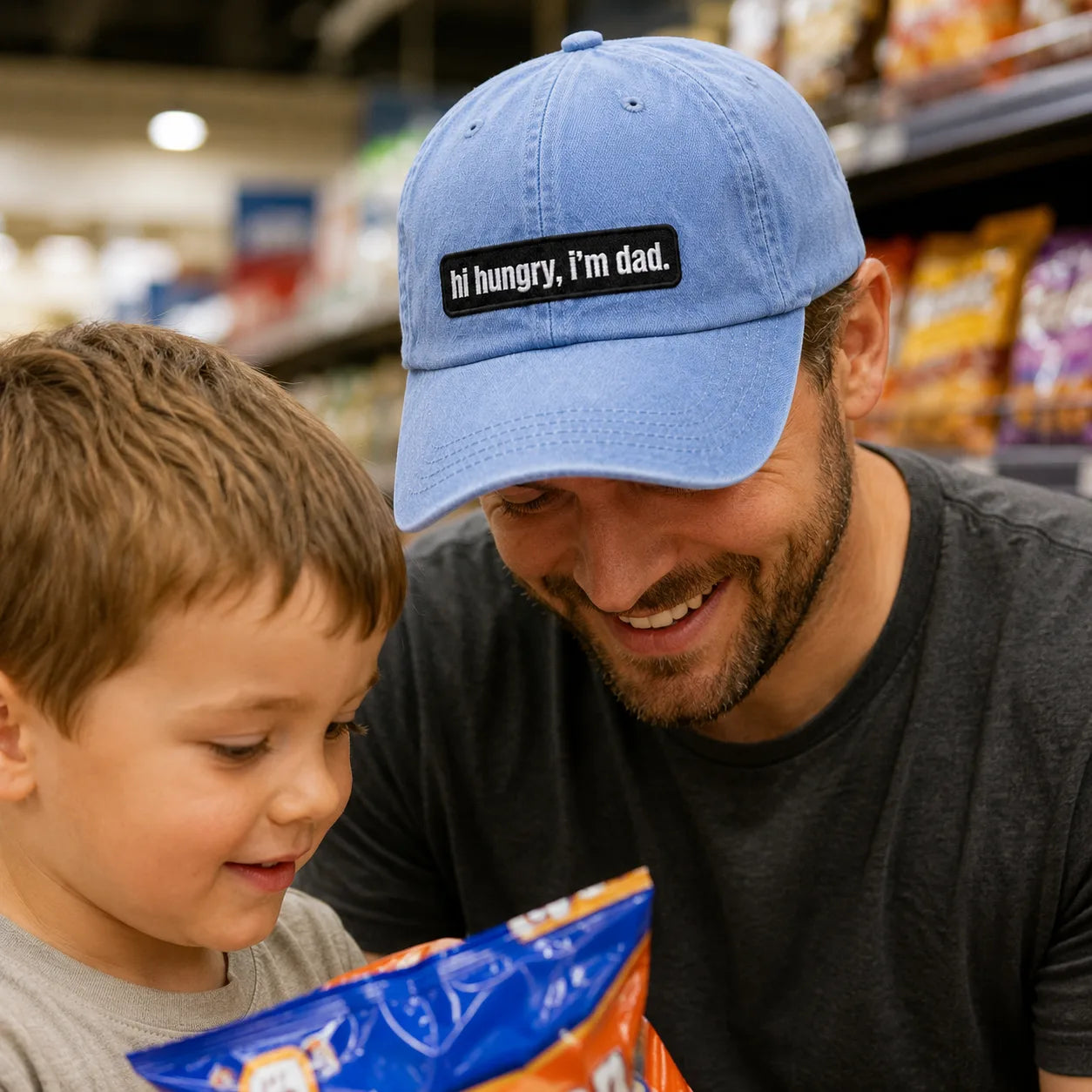 Hi Hungry I'm Dad Washed Cap - washed cap - side view