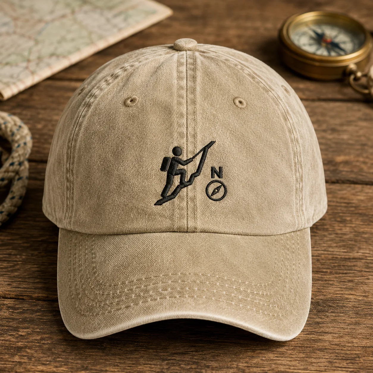 Hiking Compass Washed Cap - washed cap - front view