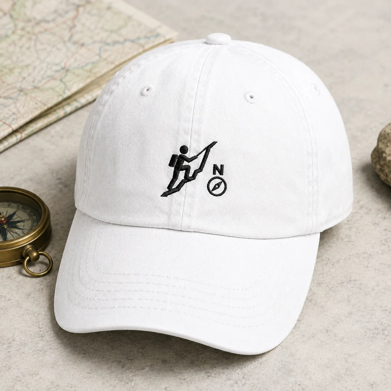 Hiking Compass Washed Cap - washed cap - side view