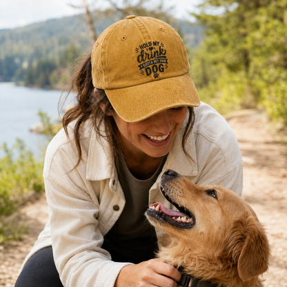 Hold My Drink Dog Washed Cap - Washed Cap - alternate angle