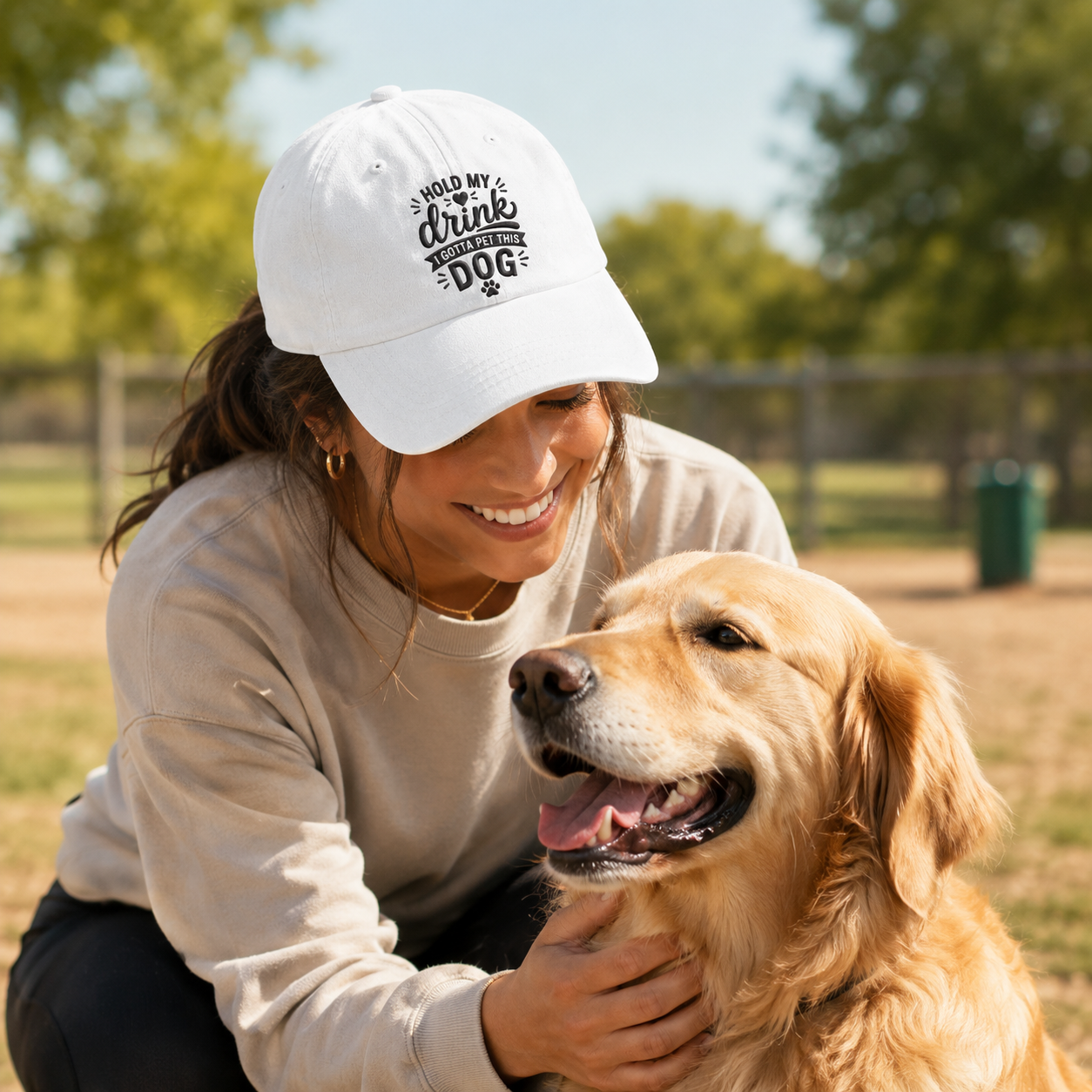 Hold My Drink Dog Washed Cap - Washed Cap - side view