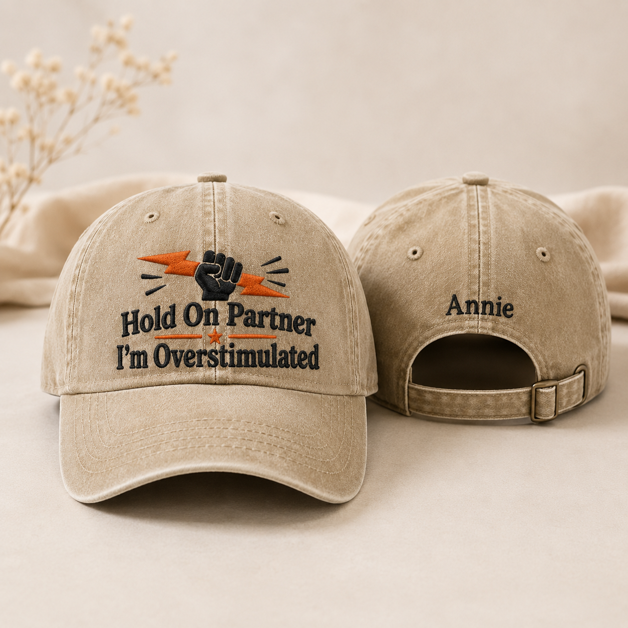 Hold On Partner Washed Cap - Washed Cap - side view
