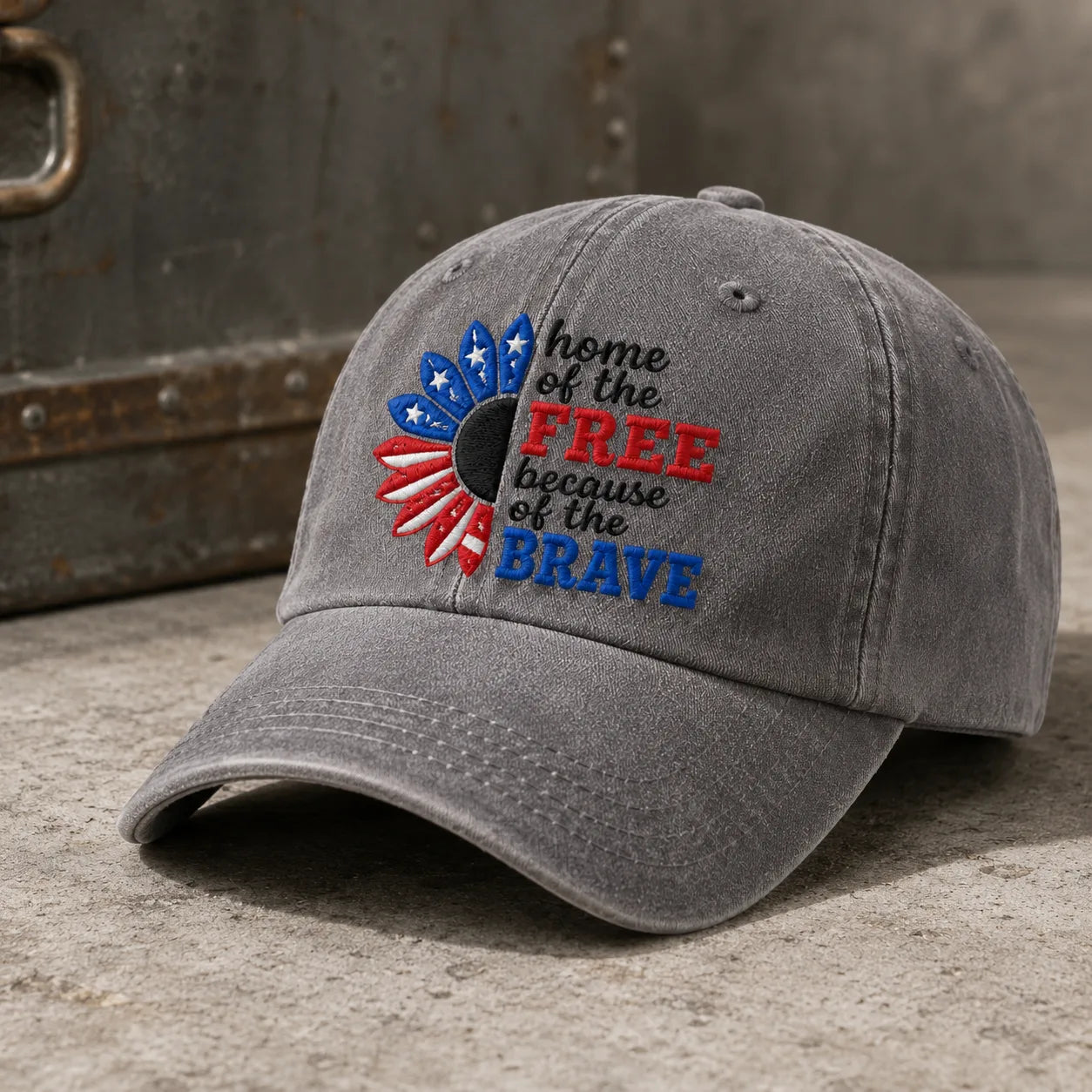 Home of the Free Because of the Brave Washed Cap - washed cap - alternate angle