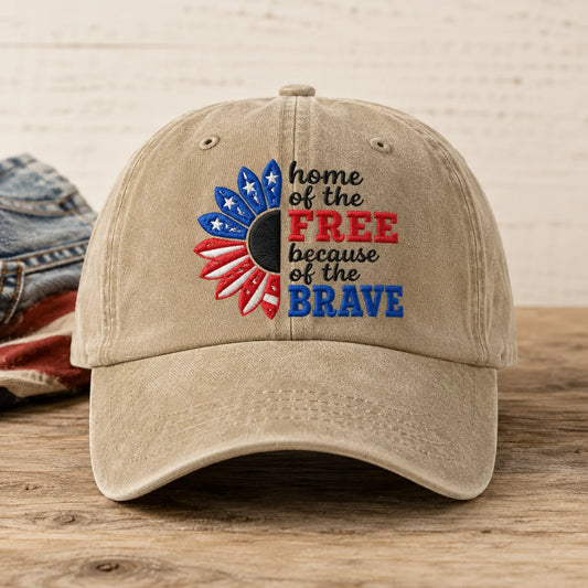 Home of the Free Because of the Brave Washed Cap - washed cap - front view