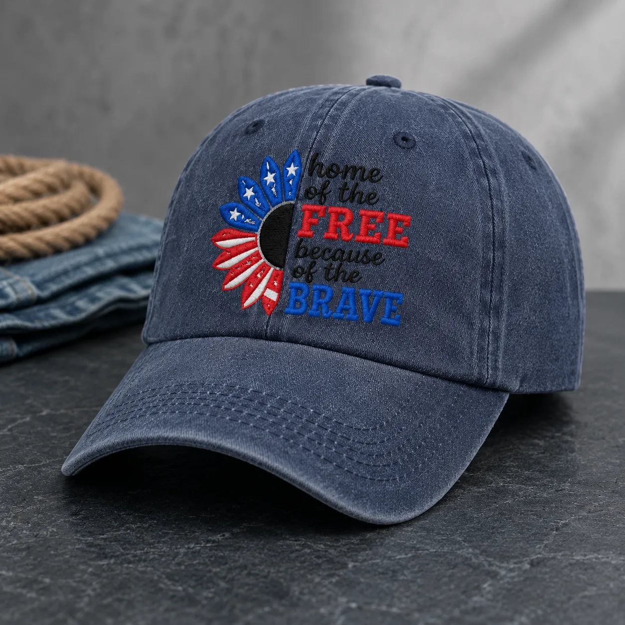 Home of the Free Because of the Brave Washed Cap - washed cap - lifestyle