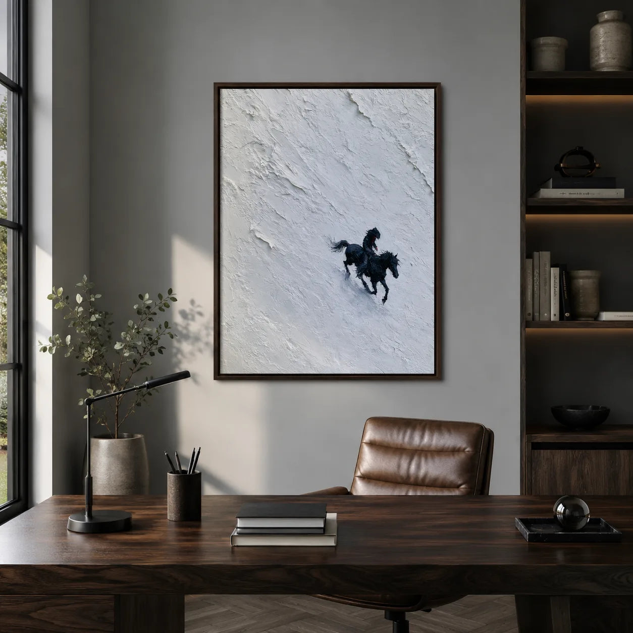 Horse Riders in Snow Wall Art Decor - Wall Art Decor - alternate angle