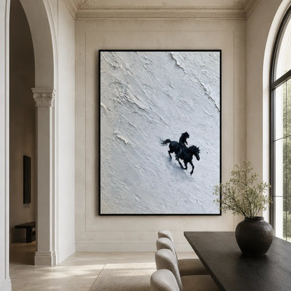 Horse Riders in Snow Wall Art Decor - Wall Art Decor - close up