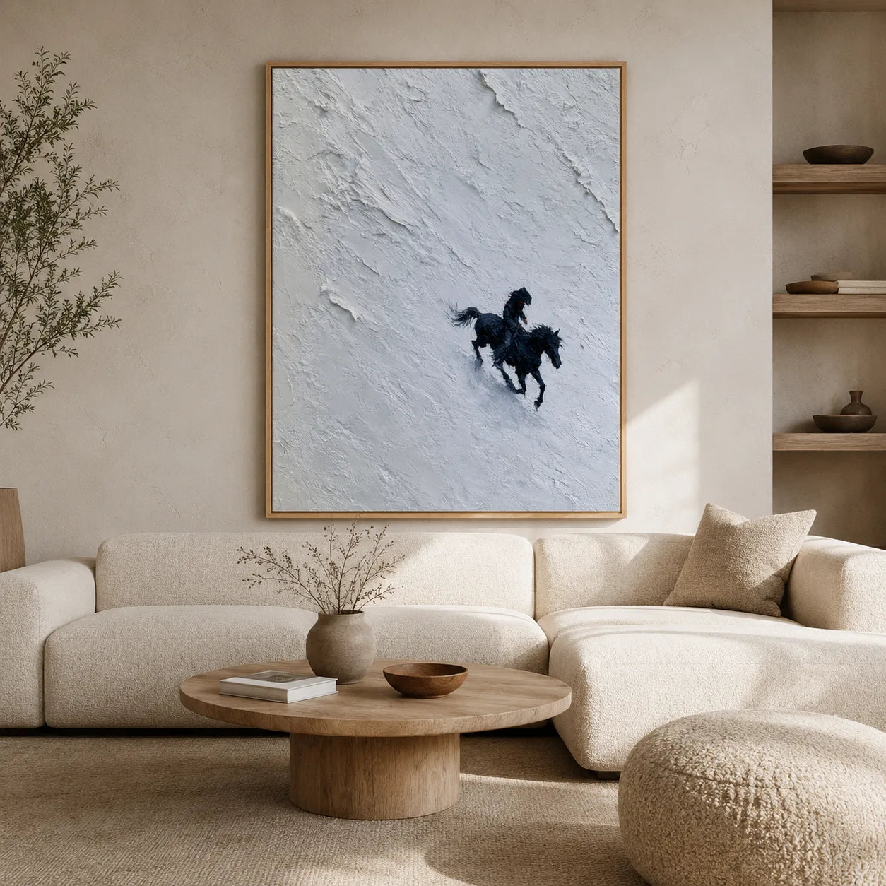 Horse Riders in Snow Wall Art Decor - Wall Art Decor - detail