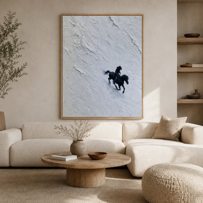 Horse Riders in Snow Wall Art Decor - Wall Art Decor - detail