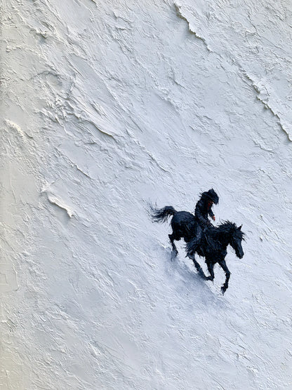 Horse Riders in Snow Wall Art Decor - Wall Art Decor - front view