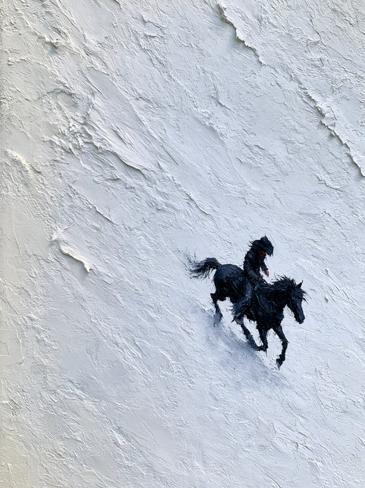 Horse Riders in Snow Wall Art Decor - Wall Art Decor - front view