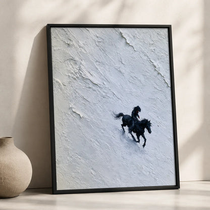 Horse Riders in Snow Wall Art Decor - Wall Art Decor - side view