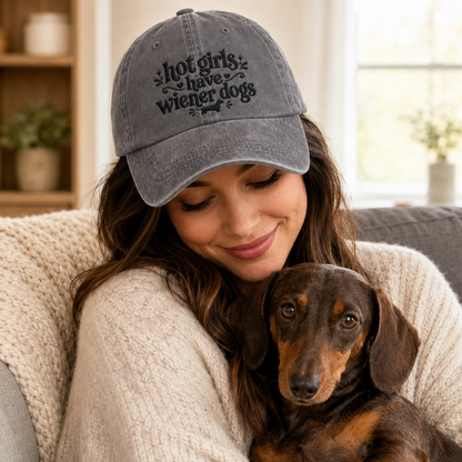 Hot Girls Have Wiener Dogs Embroidered Washed Cap - Washed Cap - alternate angle