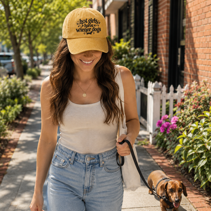 Hot Girls Have Wiener Dogs Embroidered Washed Cap - Washed Cap - detail