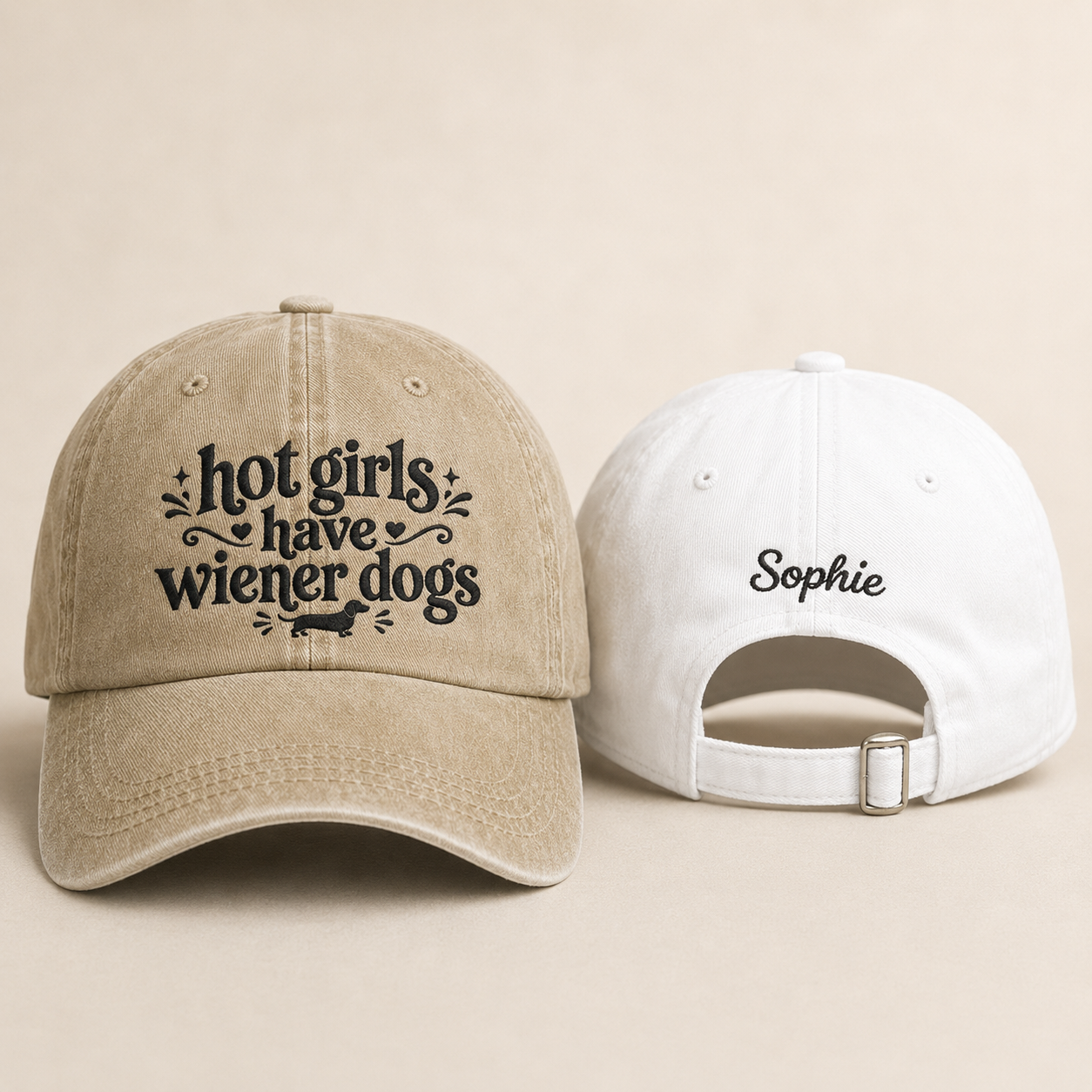 Hot Girls Have Wiener Dogs Embroidered Washed Cap - Washed Cap - front view