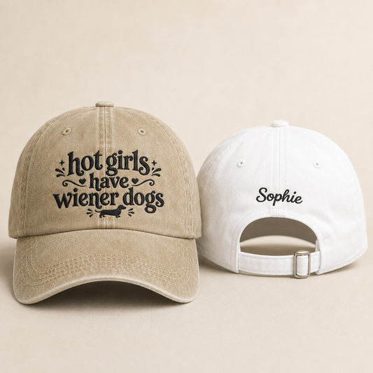 Hot Girls Have Wiener Dogs Embroidered Washed Cap - Washed Cap - front view