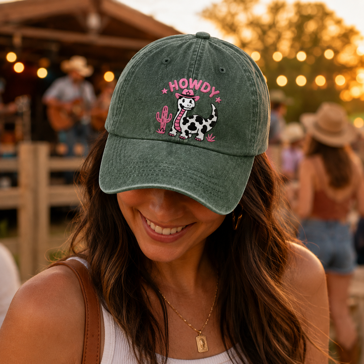 Howdy Dino Embroidered Washed Cap - Washed Cap - alternate angle