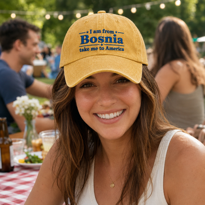 I Am From Bosnia Embroidered Washed Cap - Washed Cap - alternate angle