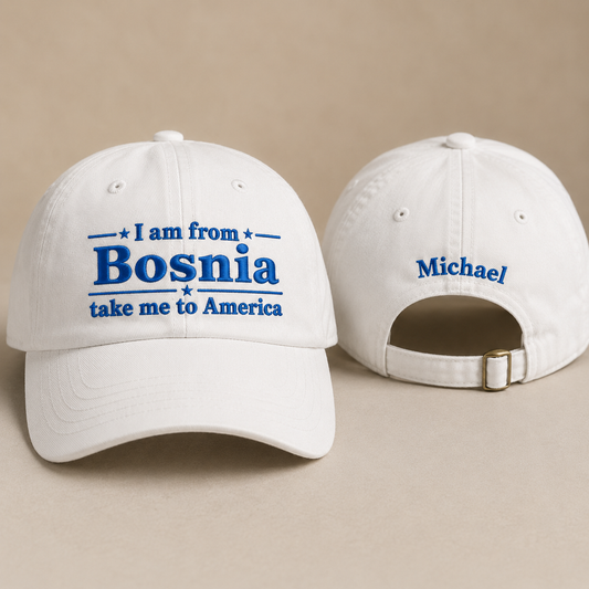 I Am From Bosnia Embroidered Washed Cap - Washed Cap - front view