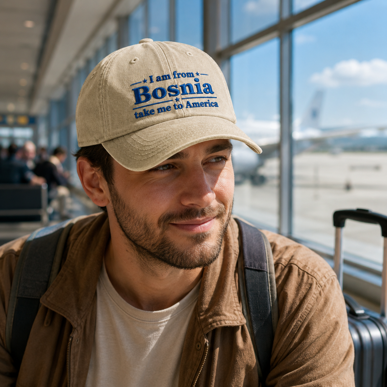 I Am From Bosnia Embroidered Washed Cap - Washed Cap - side view