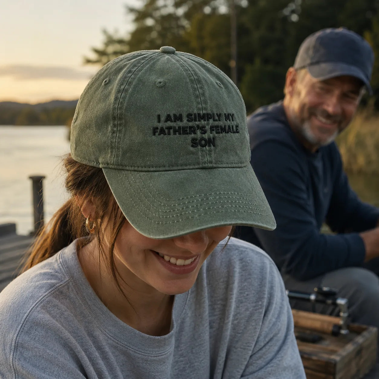 I Am Simply My Father's Female Son Washed Cap - washed cap - alternate angle