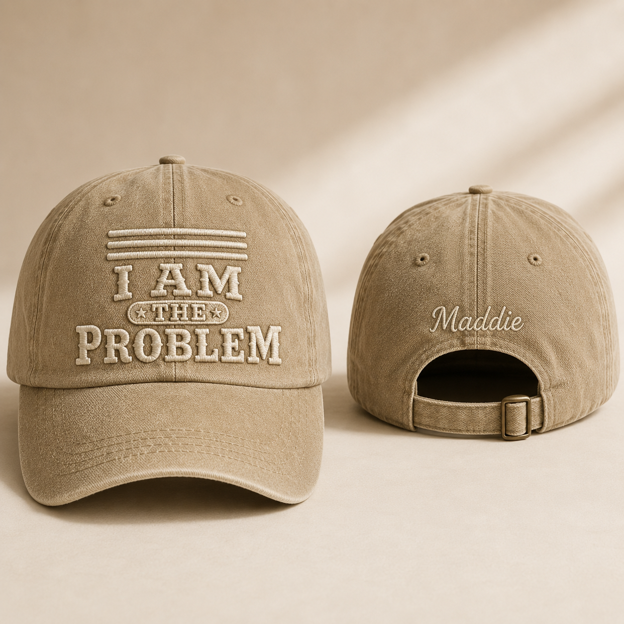 I Am The Problem Washed Cap - Washed Cap - front view