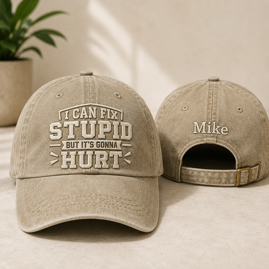 I Can Fix Stupid Washed Cap - Washed Cap - front view