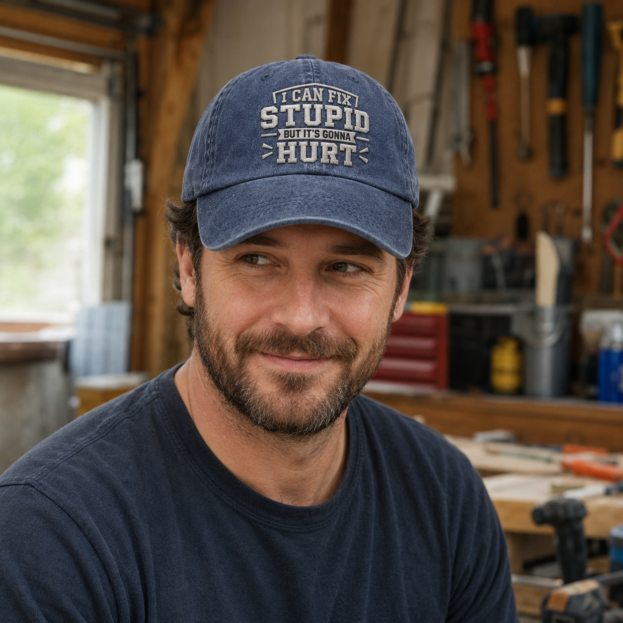 I Can Fix Stupid Washed Cap - Washed Cap - side view