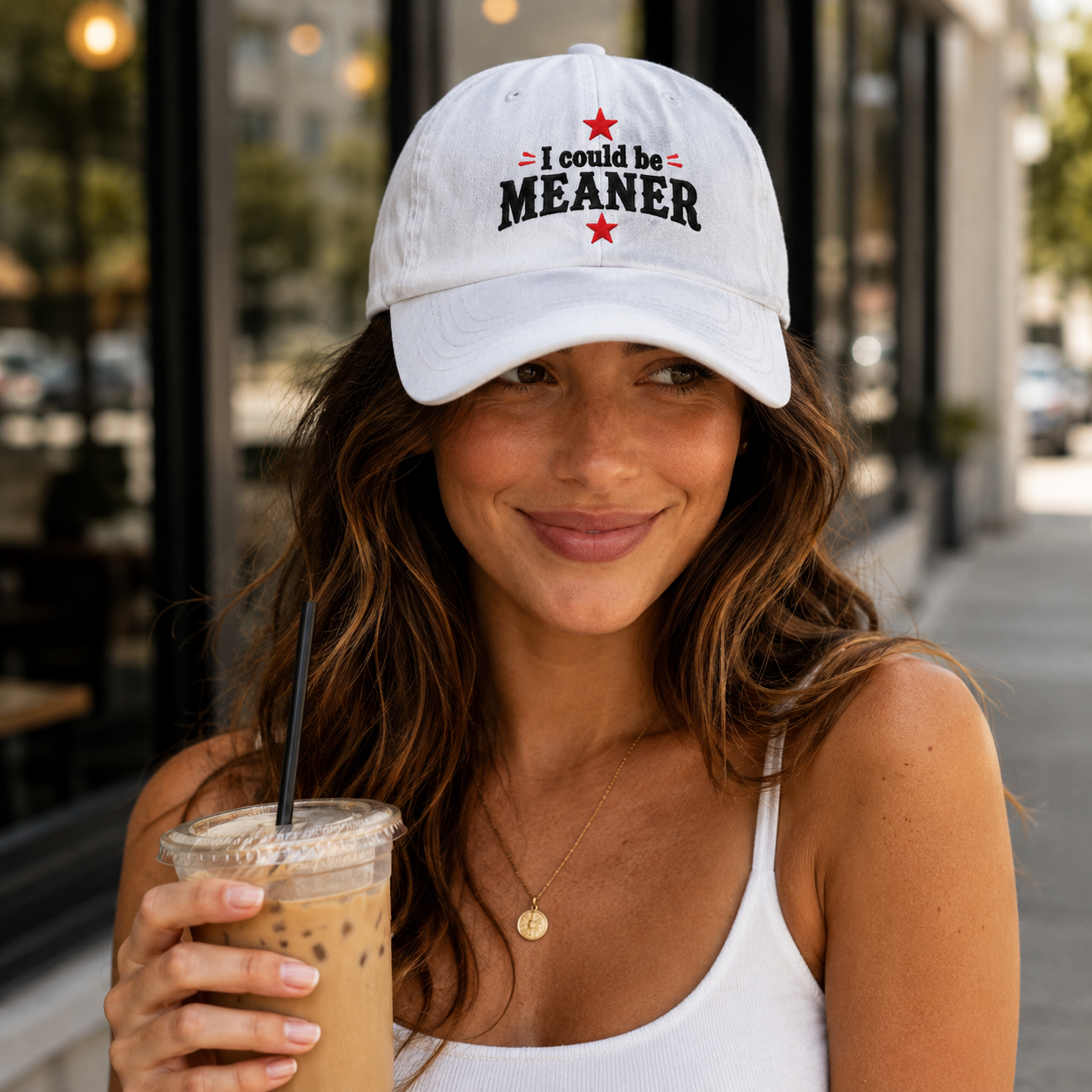 I Could Be Meaner Washed Cap - Washed Cap - side view