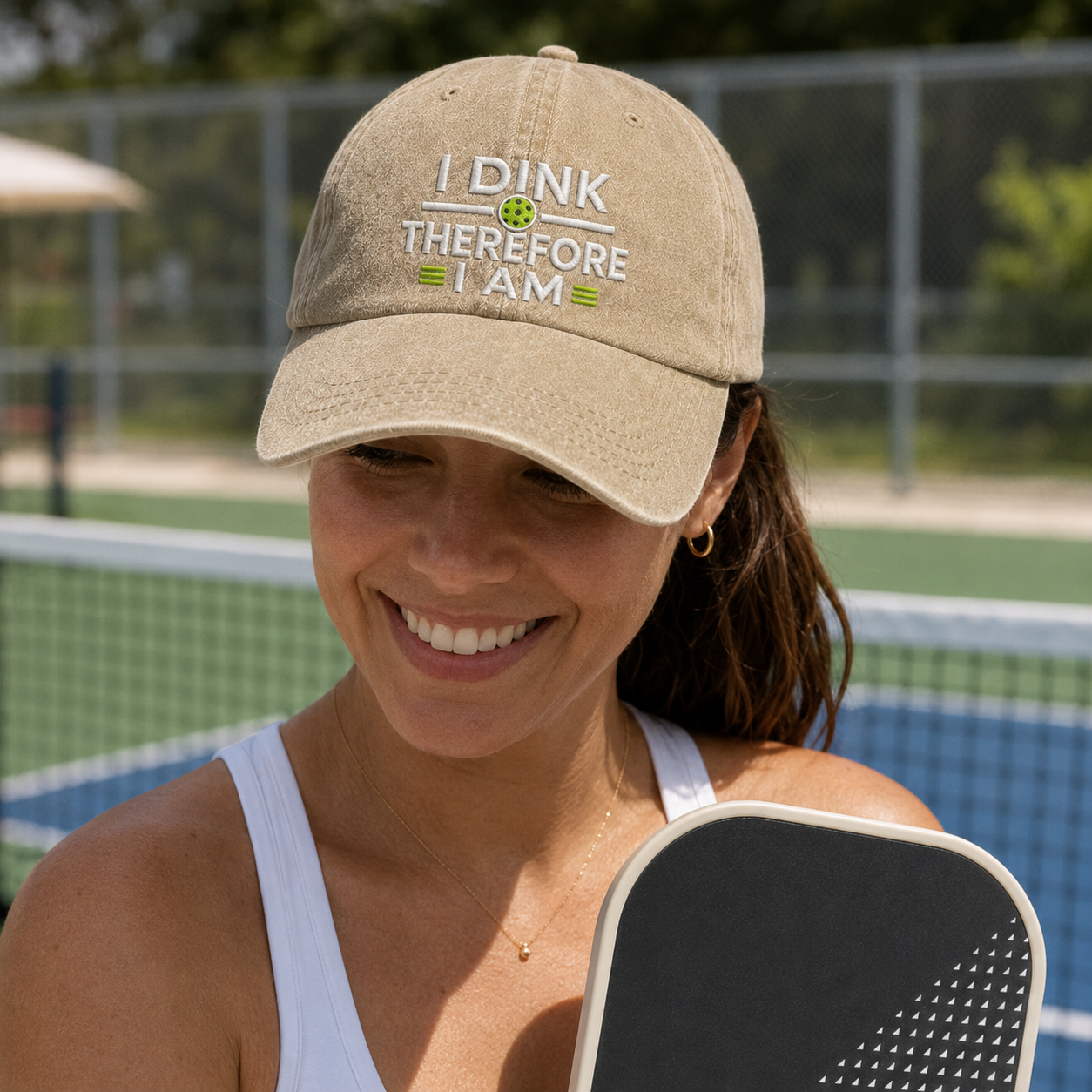 I Dink Therefore I Am Embroidered Washed Cap - Washed Cap - side view