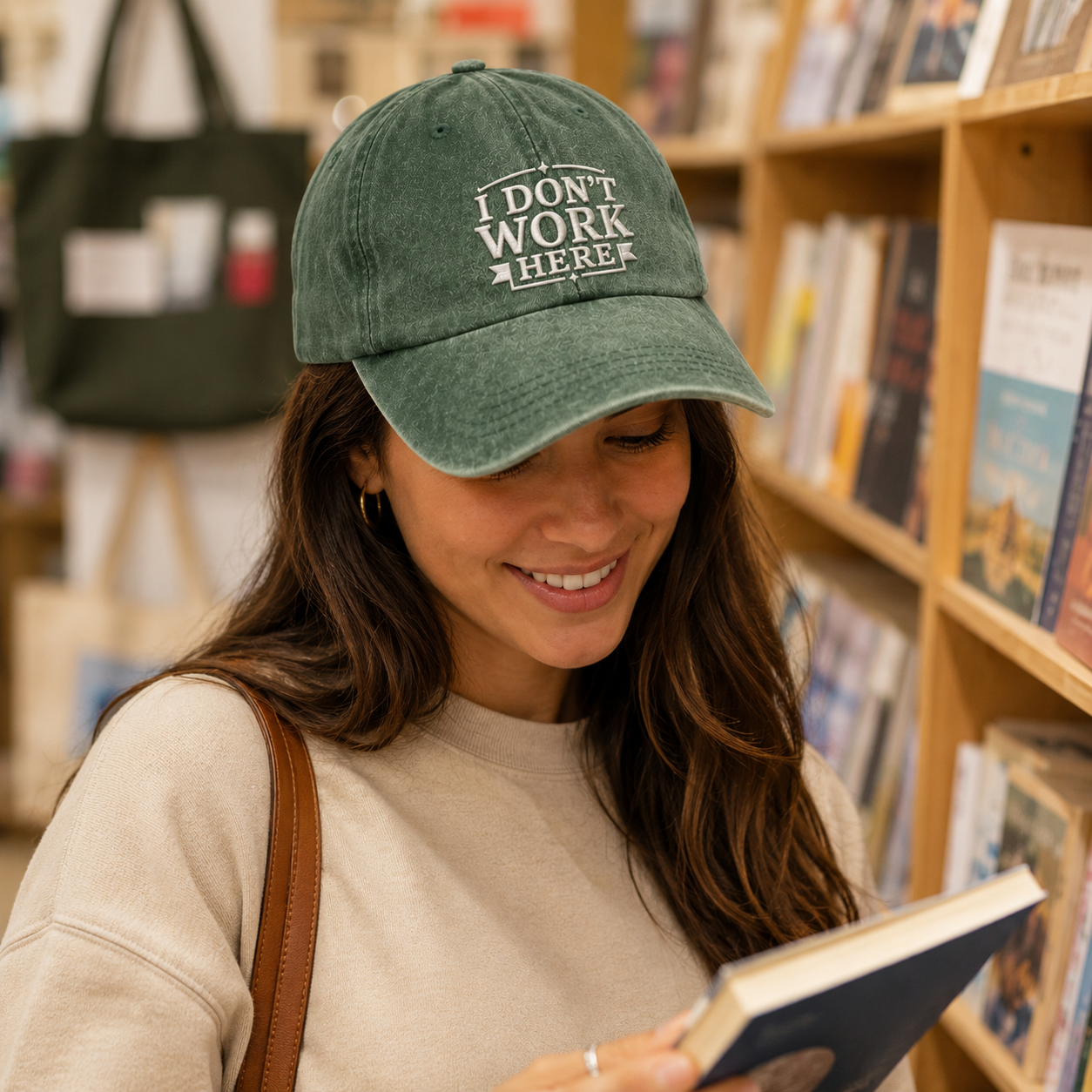 I Don't Work Here Embroidered Washed Cap - Washed Cap - lifestyle