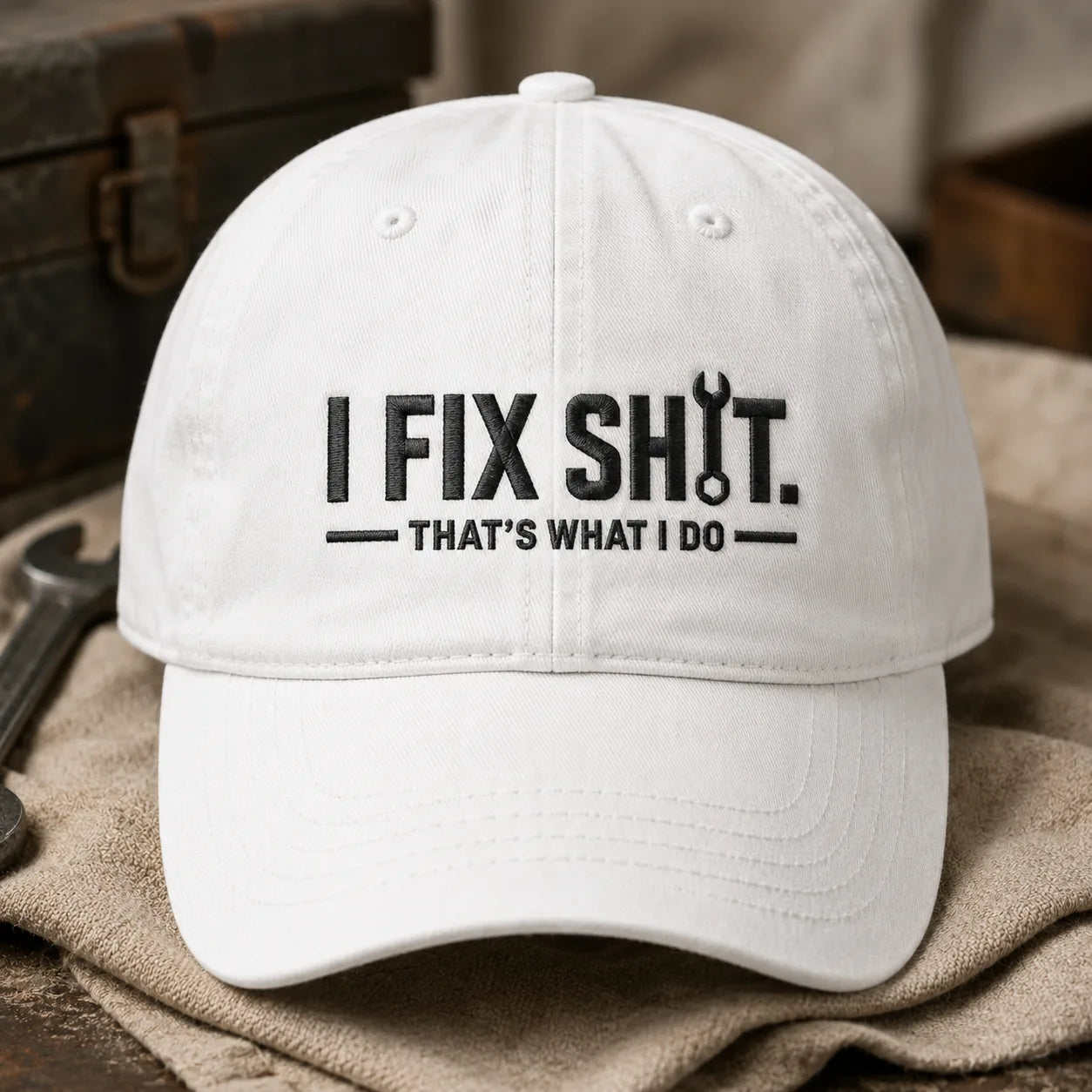 I Fix Shit Washed Cap - washed cap - detail