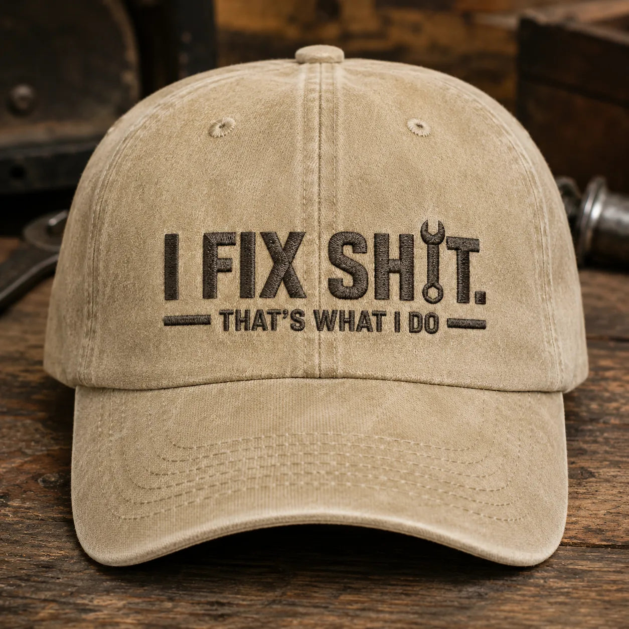 I Fix Shit Washed Cap - washed cap - side view
