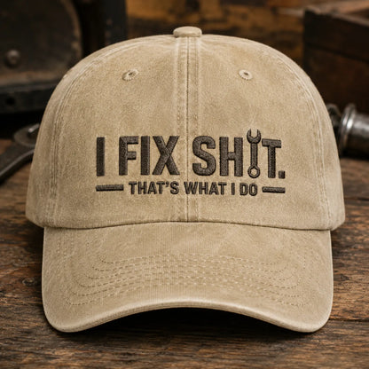 I Fix Shit Washed Cap - washed cap - side view