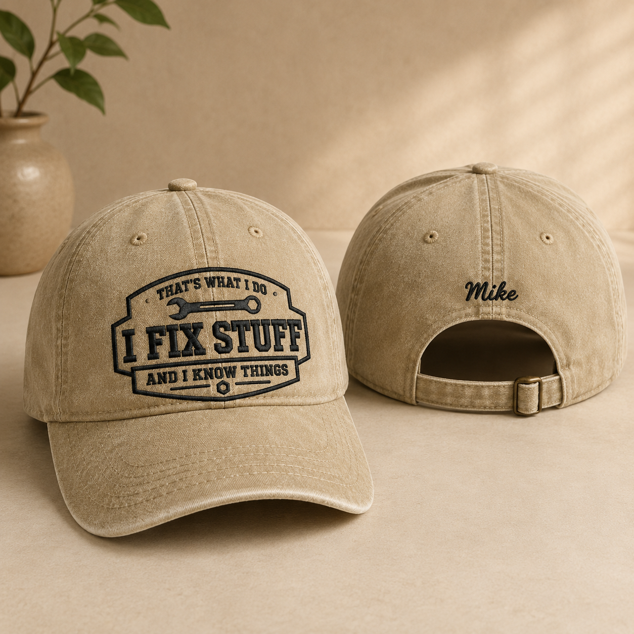 I Fix Stuff Washed Cap - Washed Cap - front view