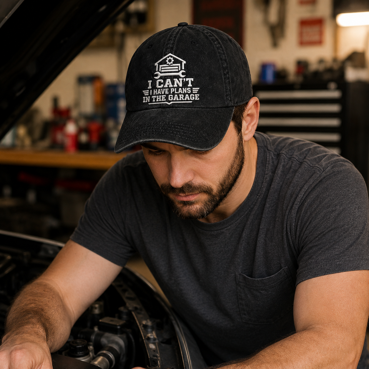 I Have Garage Plans Washed Cap - Washed Cap - side view